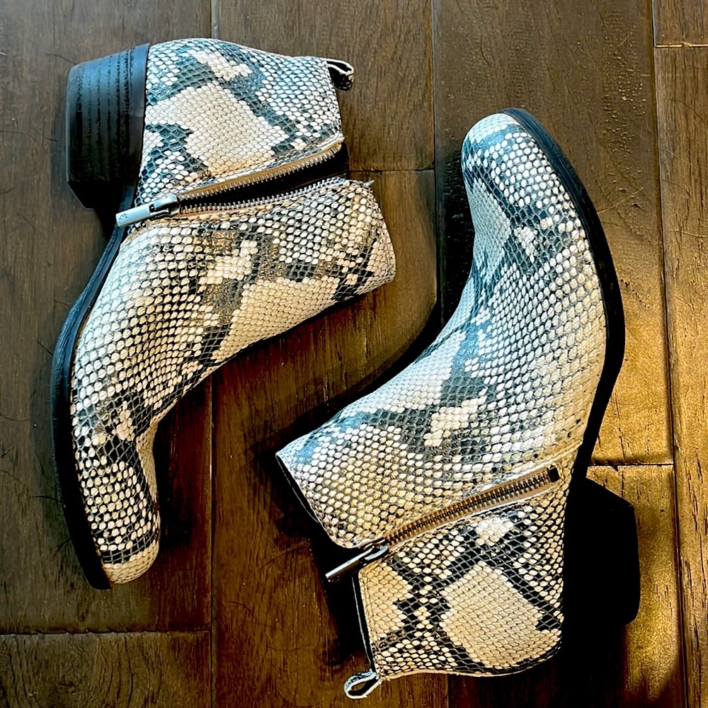 Lucky Brand Booties with snakeskin print size 9.5